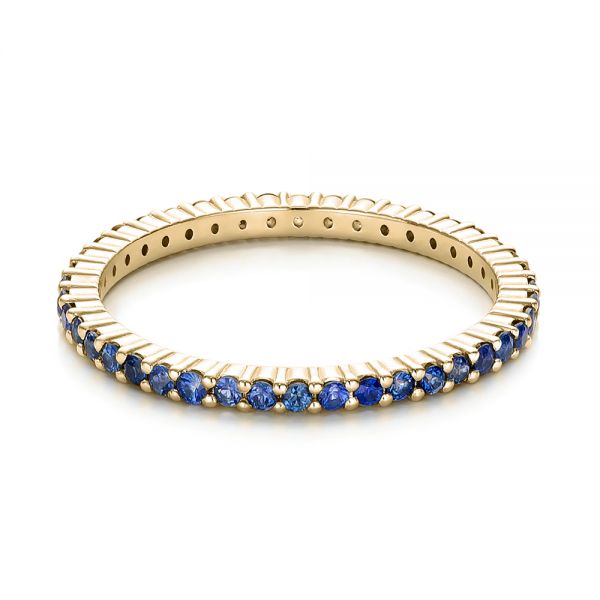 14k Yellow Gold 14k Yellow Gold Blue Sapphire Stackable Eternity Band - Flat View -  101928