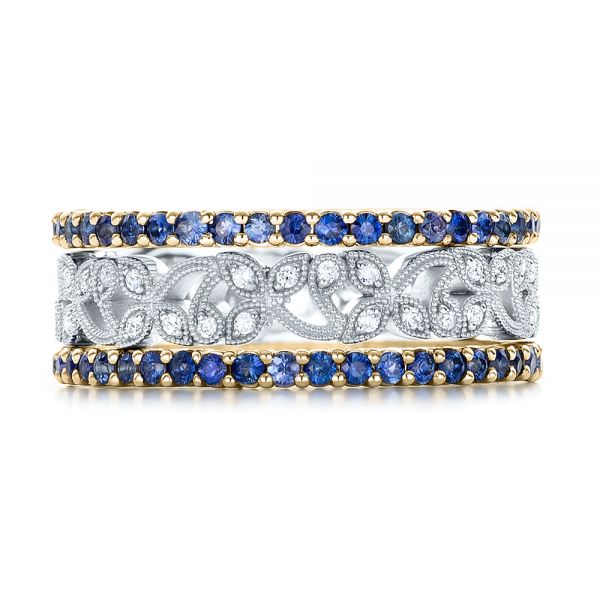 14k Yellow Gold 14k Yellow Gold Blue Sapphire Stackable Eternity Band - Front View -  101928