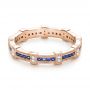 14k Rose Gold 14k Rose Gold Blue Sapphire And Diamond Stackable Eternity Band - Flat View -  101907 - Thumbnail