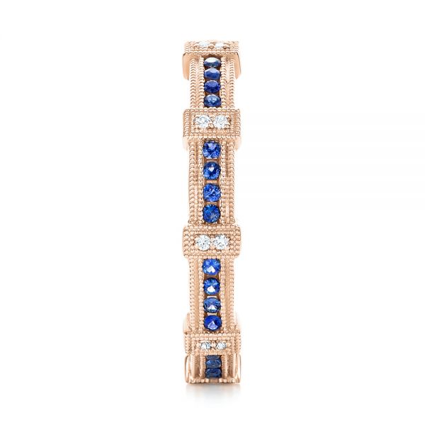 18k Rose Gold 18k Rose Gold Blue Sapphire And Diamond Stackable Eternity Band - Side View -  101907