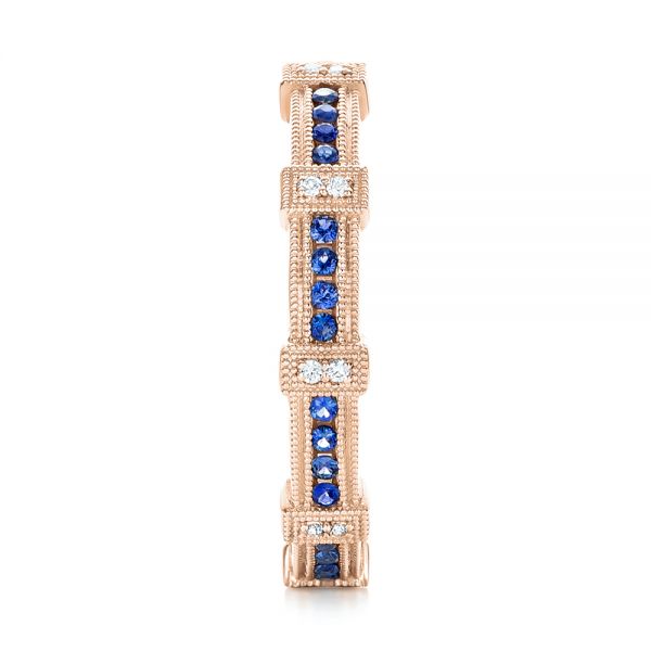 18k Rose Gold 18k Rose Gold Blue Sapphire And Diamond Stackable Eternity Band - Side View - 101907