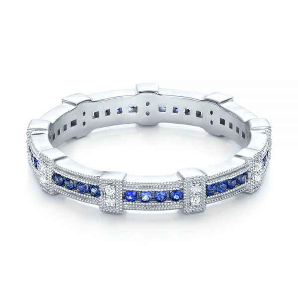  Platinum Platinum Blue Sapphire And Diamond Stackable Eternity Band - Flat View -  101907