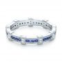 14k White Gold 14k White Gold Blue Sapphire And Diamond Stackable Eternity Band - Flat View -  101907 - Thumbnail