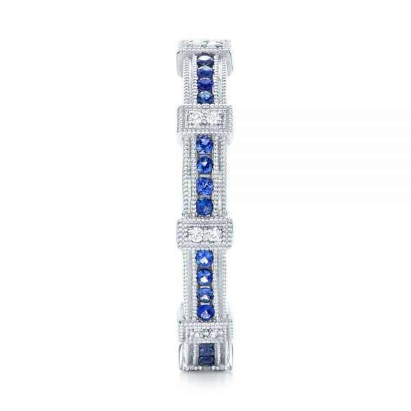 14k White Gold 14k White Gold Blue Sapphire And Diamond Stackable Eternity Band - Side View -  101907