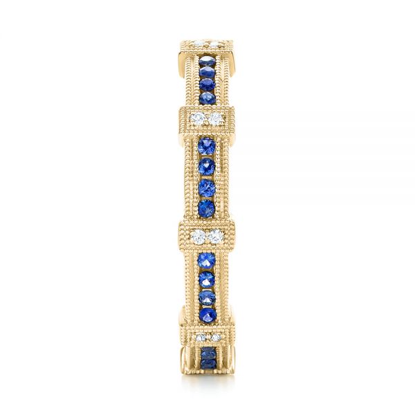 14k Yellow Gold 14k Yellow Gold Blue Sapphire And Diamond Stackable Eternity Band - Side View -  101907