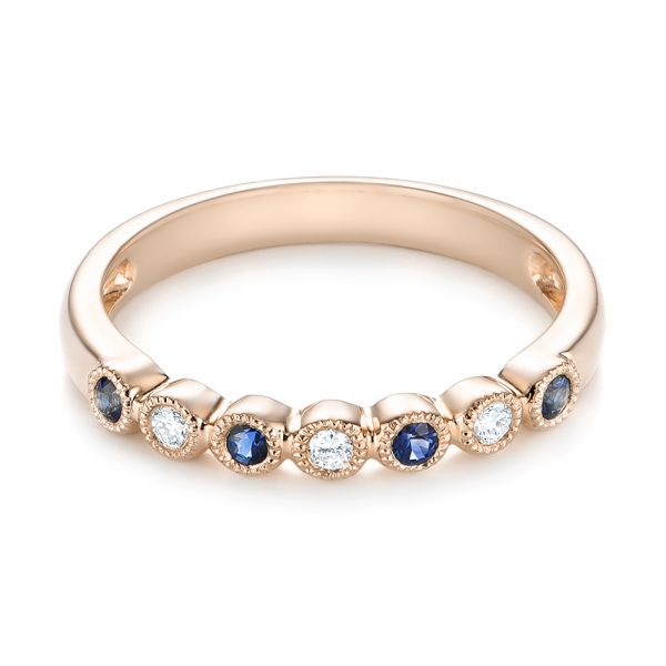 14k Rose Gold 14k Rose Gold Blue Sapphire And Diamond Stackable Ring - Flat View -  104575