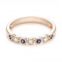 18k Rose Gold 18k Rose Gold Blue Sapphire And Diamond Stackable Ring - Flat View -  104575 - Thumbnail