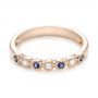 14k Rose Gold 14k Rose Gold Blue Sapphire And Diamond Stackable Ring - Flat View -  104575 - Thumbnail