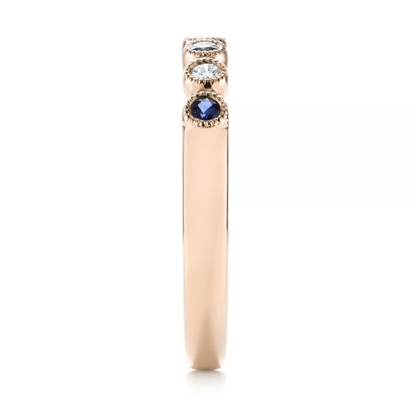 18k Rose Gold 18k Rose Gold Blue Sapphire And Diamond Stackable Ring - Side View -  104575