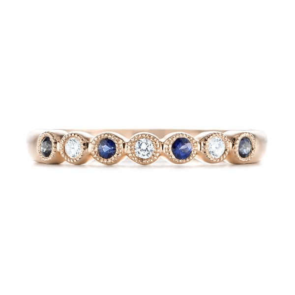 18k Rose Gold 18k Rose Gold Blue Sapphire And Diamond Stackable Ring - Top View - 104575