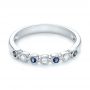 14k White Gold 14k White Gold Blue Sapphire And Diamond Stackable Ring - Flat View -  104575 - Thumbnail
