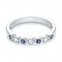 18k White Gold 18k White Gold Blue Sapphire And Diamond Stackable Ring - Flat View -  104575 - Thumbnail