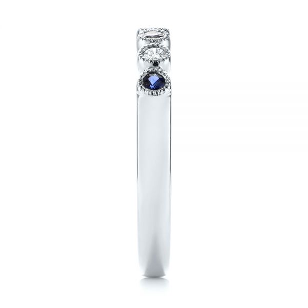 Platinum Platinum Blue Sapphire And Diamond Stackable Ring - Side View - 104575