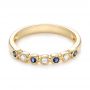 14k Yellow Gold Blue Sapphire And Diamond Stackable Ring - Flat View -  104575 - Thumbnail