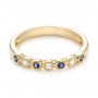 14k Yellow Gold Blue Sapphire And Diamond Stackable Ring - Flat View -  104575 - Thumbnail