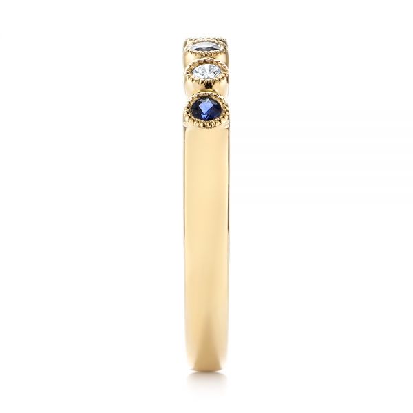 14k Yellow Gold Blue Sapphire And Diamond Stackable Ring - Side View - 104575