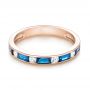 18k Rose Gold 18k Rose Gold Blue Sapphire And Diamond Wedding Band - Flat View -  103755 - Thumbnail