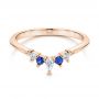 18k Rose Gold 18k Rose Gold Blue Sapphire And Diamond Wedding Band - Flat View -  106269 - Thumbnail