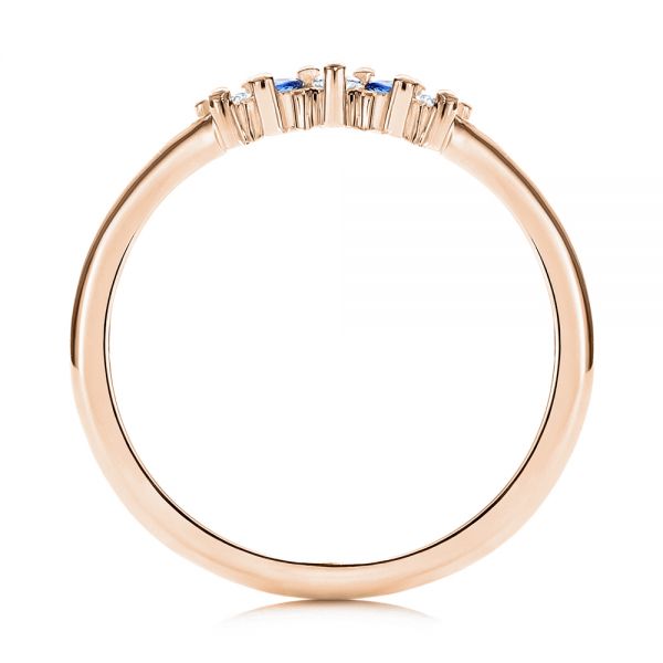 14k Rose Gold 14k Rose Gold Blue Sapphire And Diamond Wedding Band - Front View -  106269