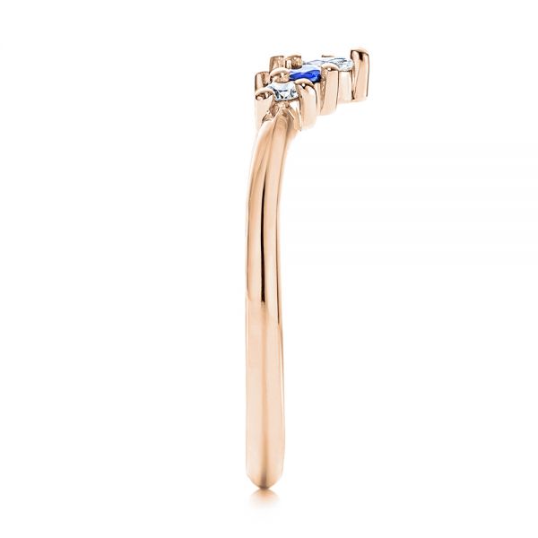 18k Rose Gold 18k Rose Gold Blue Sapphire And Diamond Wedding Band - Side View -  106269