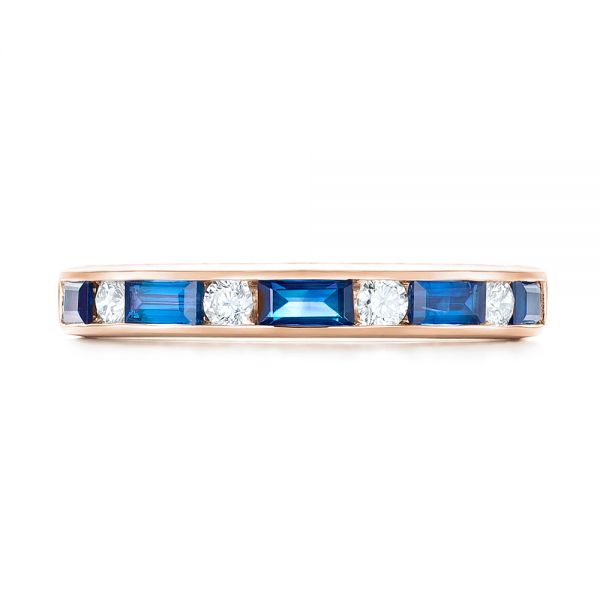 18k Rose Gold 18k Rose Gold Blue Sapphire And Diamond Wedding Band - Top View -  103755