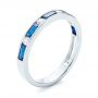 14k White Gold Blue Sapphire And Diamond Wedding Band - Three-Quarter View -  103755 - Thumbnail