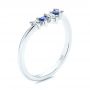 14k White Gold 14k White Gold Blue Sapphire And Diamond Wedding Band - Three-Quarter View -  106269 - Thumbnail