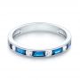  Platinum Platinum Blue Sapphire And Diamond Wedding Band - Flat View -  103755 - Thumbnail