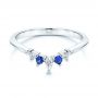  Platinum Blue Sapphire And Diamond Wedding Band - Flat View -  106269 - Thumbnail