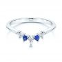 18k White Gold 18k White Gold Blue Sapphire And Diamond Wedding Band - Flat View -  106269 - Thumbnail