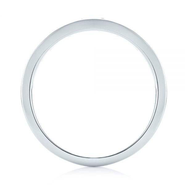 14k White Gold Blue Sapphire And Diamond Wedding Band - Front View - 103755