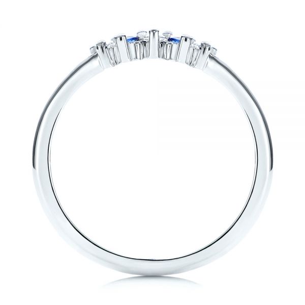  Platinum Blue Sapphire And Diamond Wedding Band - Front View -  106269
