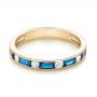 14k Yellow Gold 14k Yellow Gold Blue Sapphire And Diamond Wedding Band - Flat View -  103755 - Thumbnail