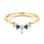 18k Yellow Gold 18k Yellow Gold Blue Sapphire And Diamond Wedding Band - Flat View -  106269 - Thumbnail