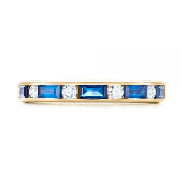 14k Yellow Gold 14k Yellow Gold Blue Sapphire And Diamond Wedding Band - Top View -  103755