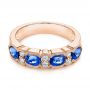 14k Rose Gold 14k Rose Gold Blue Sapphire And Diamond Wedding Ring - Flat View -  105421 - Thumbnail