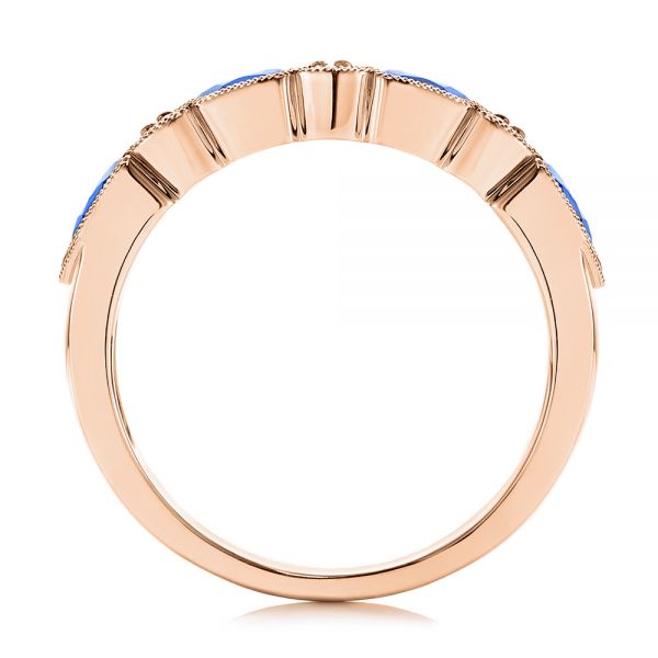 14k Rose Gold 14k Rose Gold Blue Sapphire And Diamond Wedding Ring - Front View -  105421