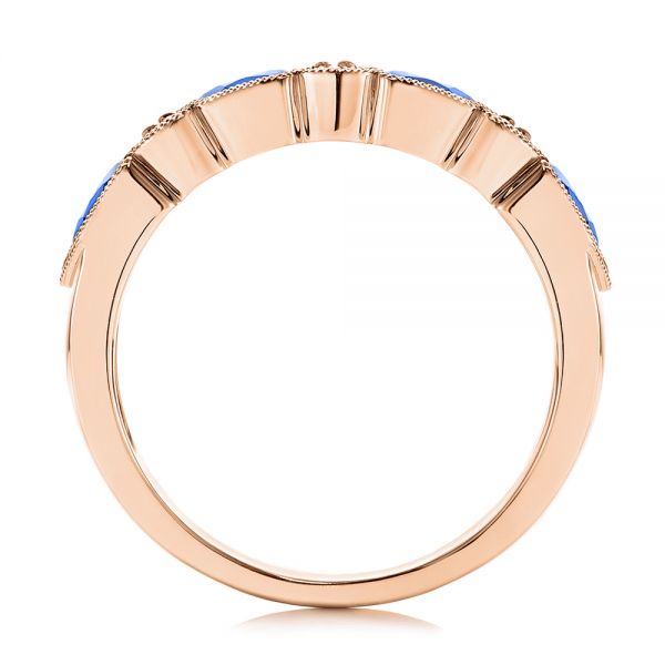 14k Rose Gold 14k Rose Gold Blue Sapphire And Diamond Wedding Ring - Front View -  105421