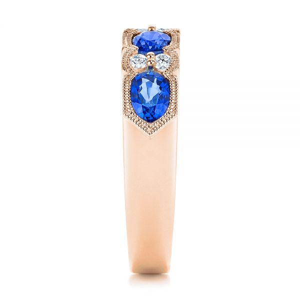 18k Rose Gold 18k Rose Gold Blue Sapphire And Diamond Wedding Ring - Side View -  105421