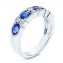 18k White Gold 18k White Gold Blue Sapphire And Diamond Wedding Ring - Three-Quarter View -  105421 - Thumbnail