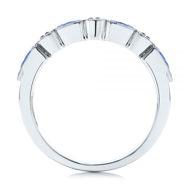  Platinum Platinum Blue Sapphire And Diamond Wedding Ring - Front View -  105421