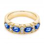 18k Yellow Gold 18k Yellow Gold Blue Sapphire And Diamond Wedding Ring - Flat View -  105421 - Thumbnail