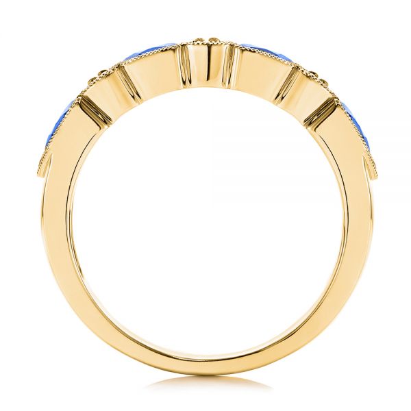 18k Yellow Gold 18k Yellow Gold Blue Sapphire And Diamond Wedding Ring - Front View -  105421