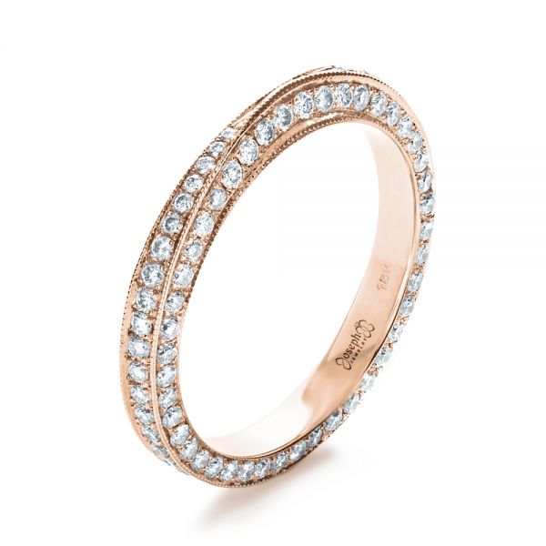 18k Rose Gold 18k Rose Gold Bright Cut Diamond Eternity Band - Three-Quarter View -  1153