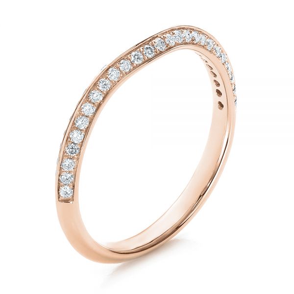 18k Rose Gold 18k Rose Gold Bright Cut Diamond Wedding Band - Three-Quarter View -  100408