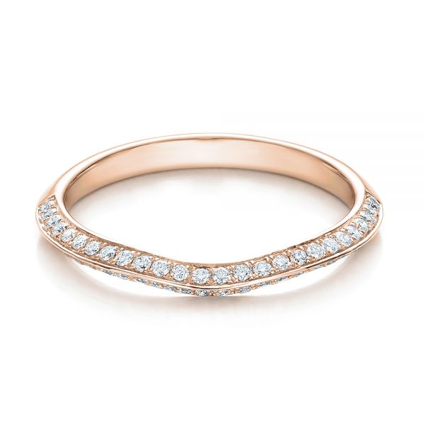 14k Rose Gold 14k Rose Gold Bright Cut Diamond Wedding Band - Flat View -  100408