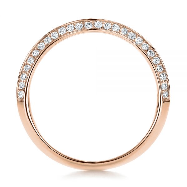 18k Rose Gold 18k Rose Gold Bright Cut Diamond Wedding Band - Front View -  100408