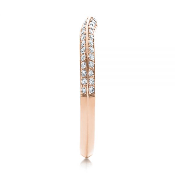 14k Rose Gold 14k Rose Gold Bright Cut Diamond Wedding Band - Side View - 100408