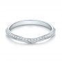 14k White Gold Bright Cut Diamond Wedding Band - Flat View -  100408 - Thumbnail