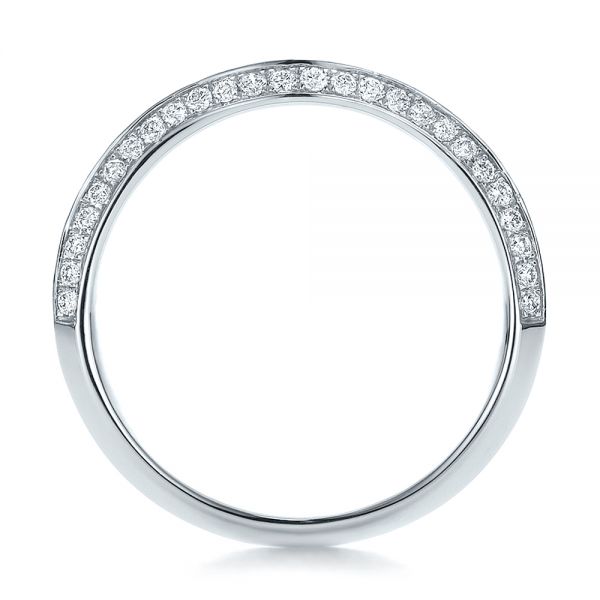 14k White Gold Bright Cut Diamond Wedding Band - Front View - 100408